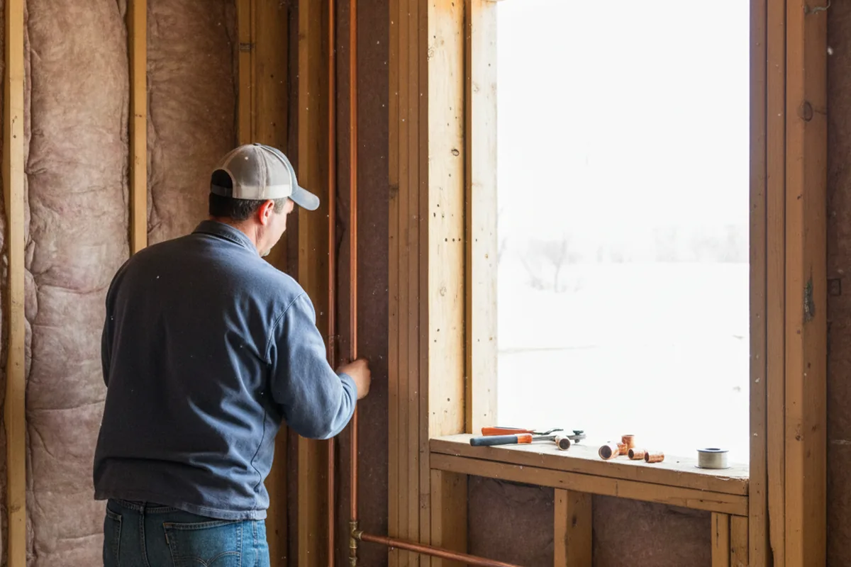 Licensed plumber running new copper supply lines in a Villa Park home