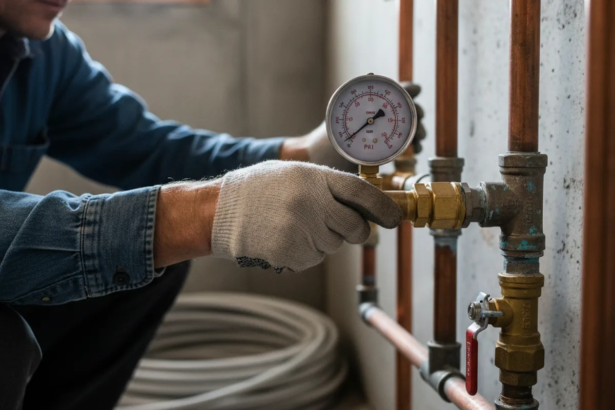 Pressure testing a repaired line during Water Line Repair in Villa Park